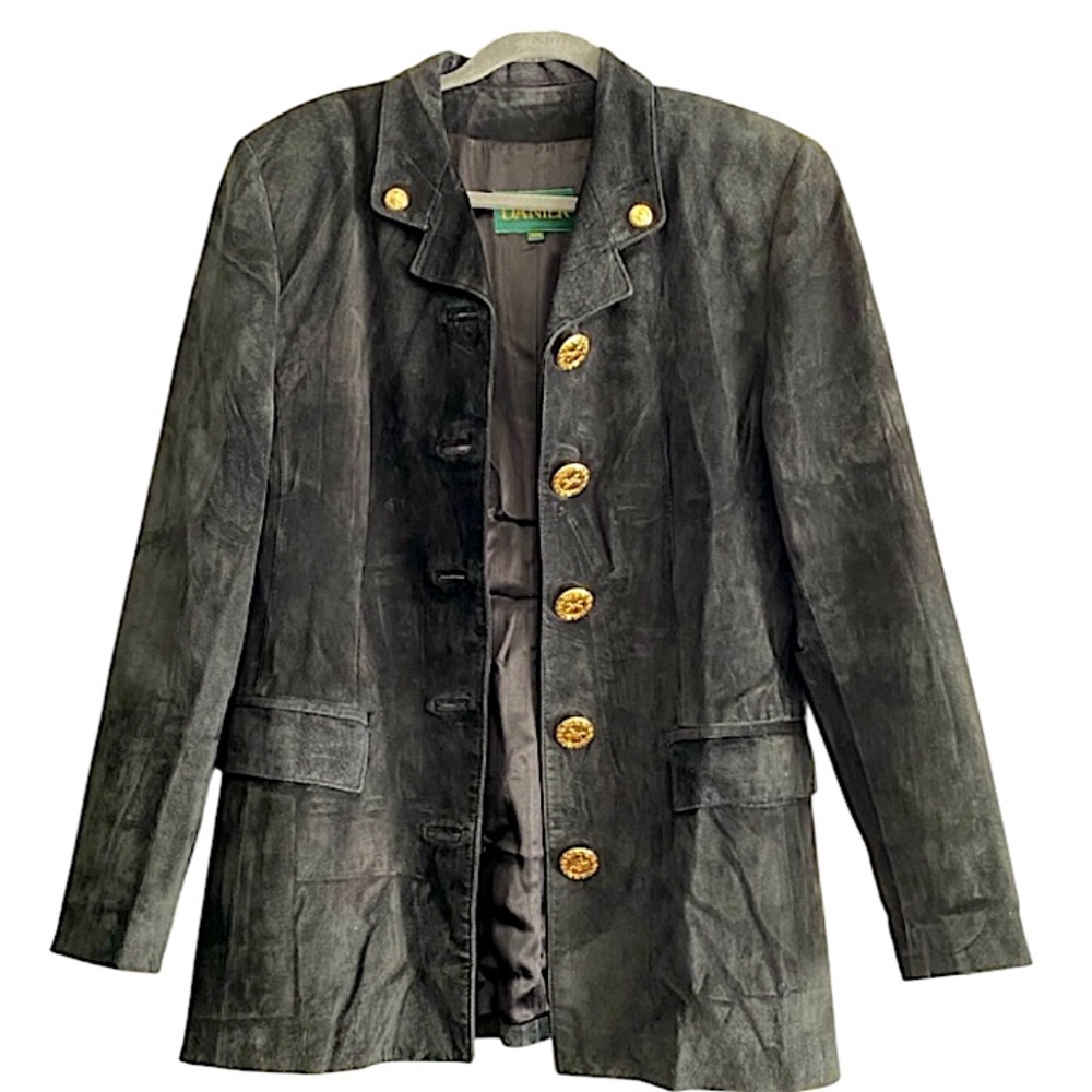 Danier Vintage Unique Flatter Style Black Suede Jacket Size M